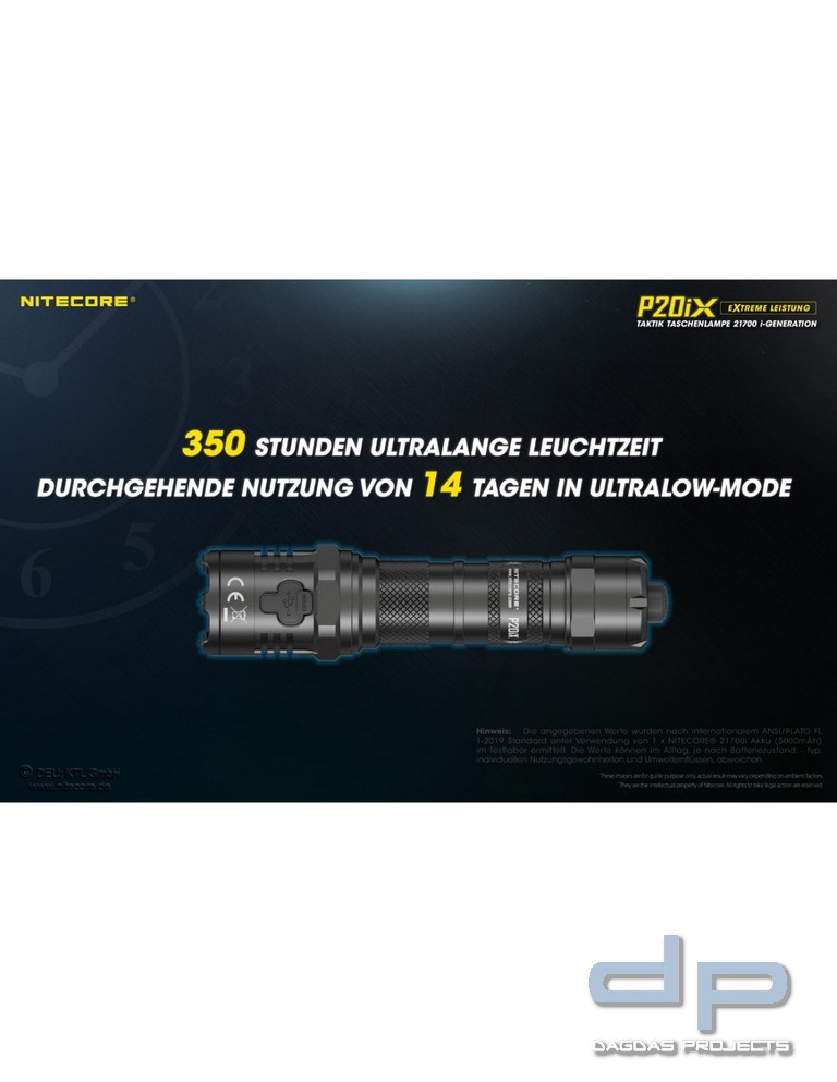 NiteCore® Taschenlampe "P20ix " inkl. Akku und Holster