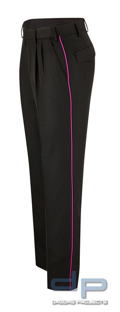 Feuerwehr Diensthose schwarz mit karmesinroter Biese Kammgarn-Trikot