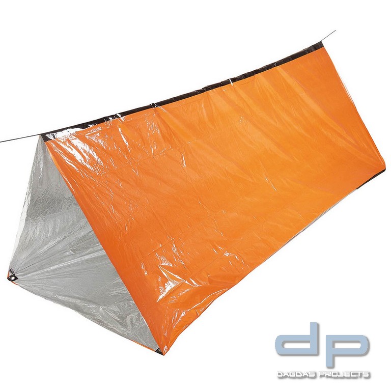 Notfall-Zelt, orange, einseitig alubeschichtet