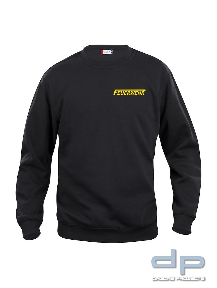 Feuerwehr Logo Sweat-Shirt Super Premium T in Schwarz mit gelber Folie Größe: S
