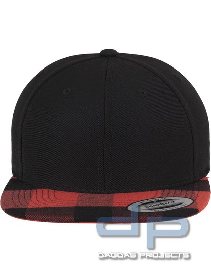 Checked Flanell Peak Snapback Cap in verschiedenen Farben