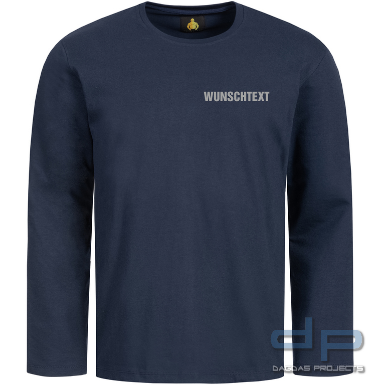 Brunnirok Armschutz-Shirt Siegburg Navy-Blue mit Wunschaufdruck in reflex silber