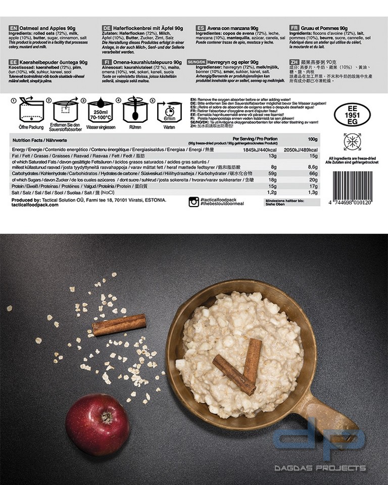 TACTICAL FOODPACK® OATMEAL AND APPELS VP2