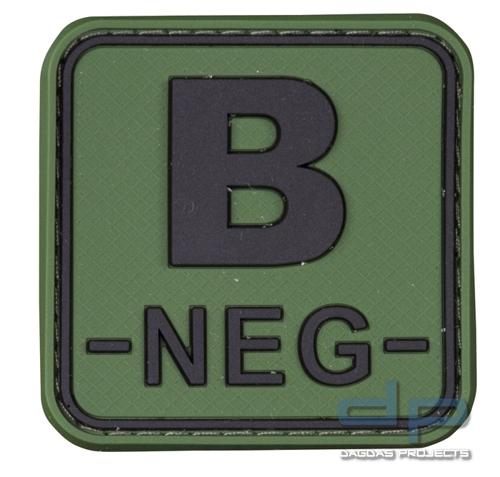 3D Blutgruppenpatch 50x50 Grün/Schwarz B neg -