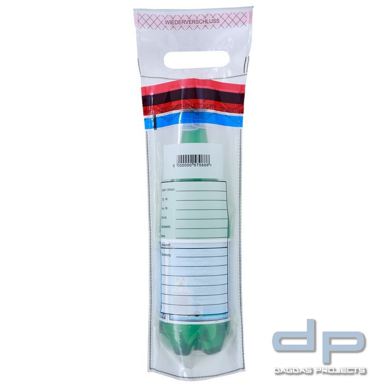 Beweismitteltasche DEBASAFE für Flaschen, Größe M, 155 x 350 + 85 mm 50er Pack