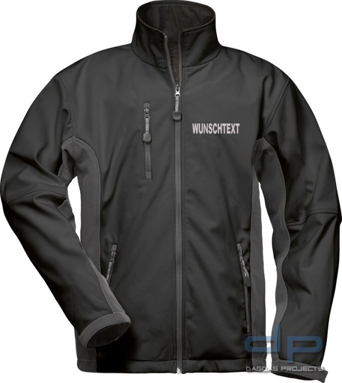 Softshell Jacke in Schwarz/Grau CRAFTLAND Wind- und Wasserdicht mit Wunschaufdruck