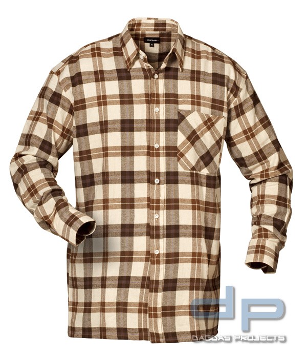 Flanell-Hemd in Beige/Braun/Blau-Kariert