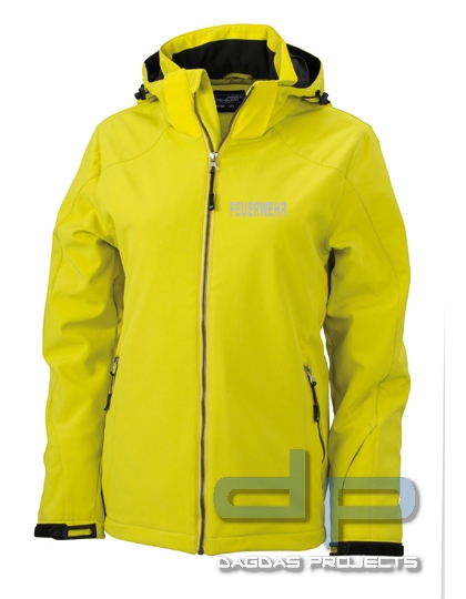 Damen Behörden Einsatz Softshelljacke in verschiedenen Farben mit silber reflektierendem Wunschtext