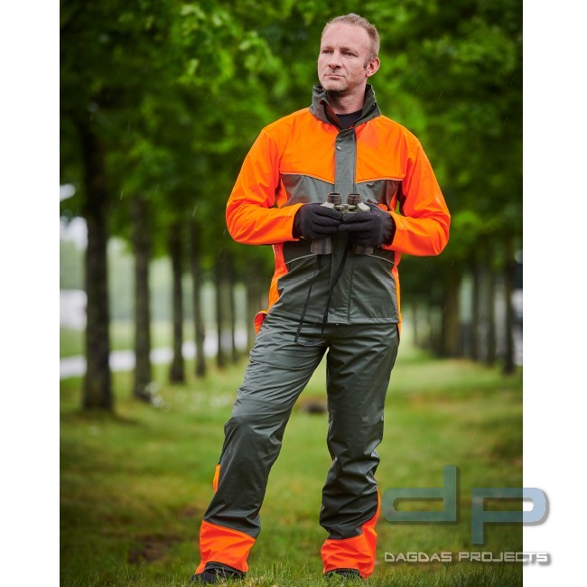 PU-Regenhose in oliv-orange