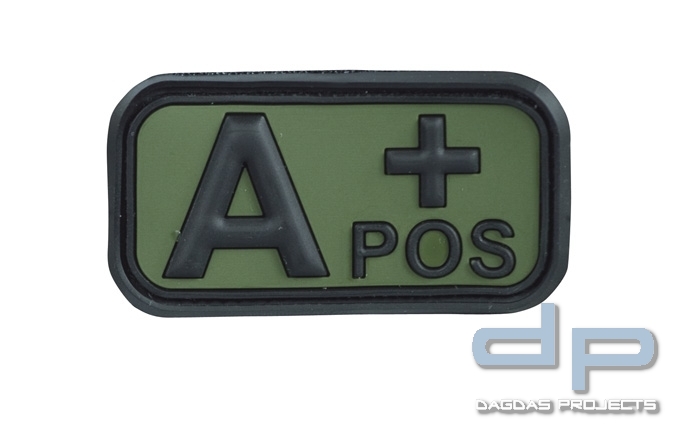 3D Blutgruppenpatch Oliv/Schwarz A pos +