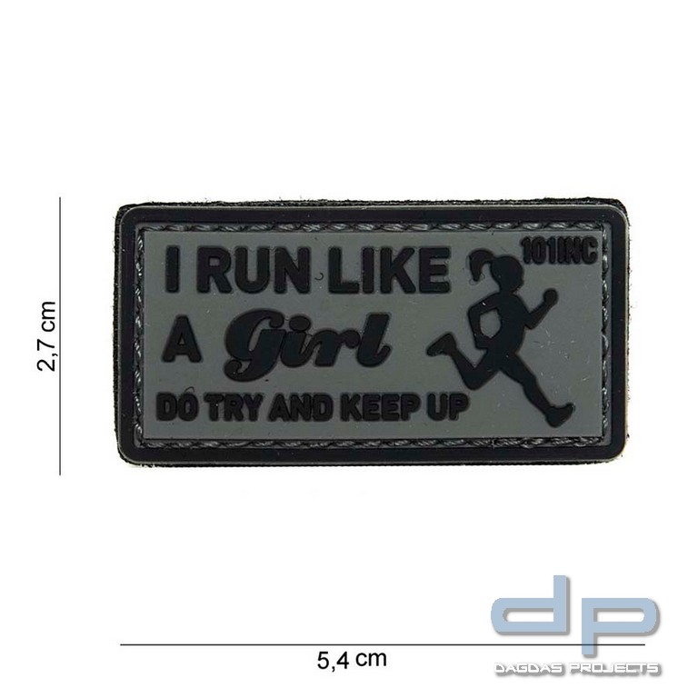 Emblem 3D PVC I Run Like grau