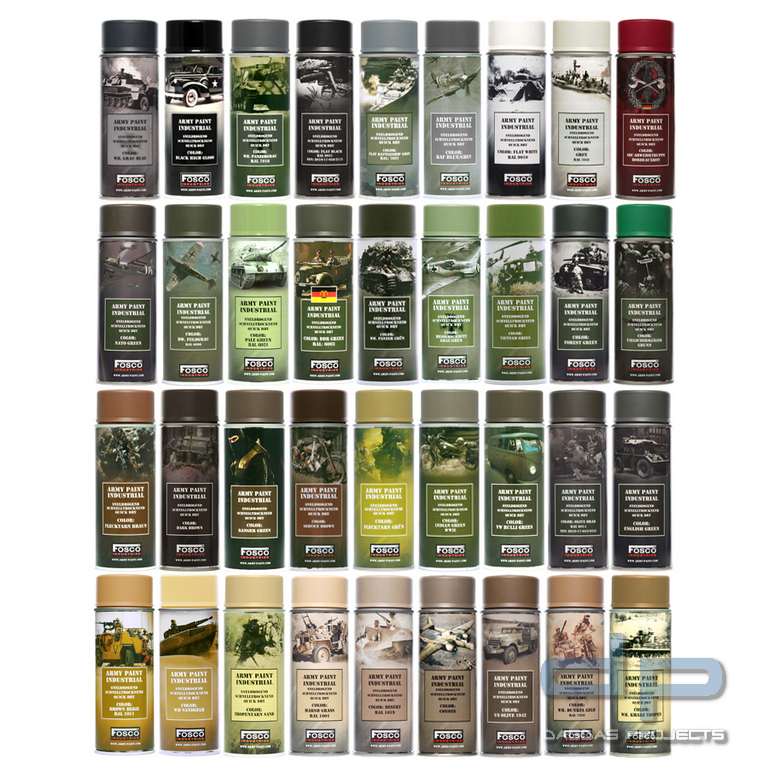 6 er Box Spraydose Militärfarbe 400 ml