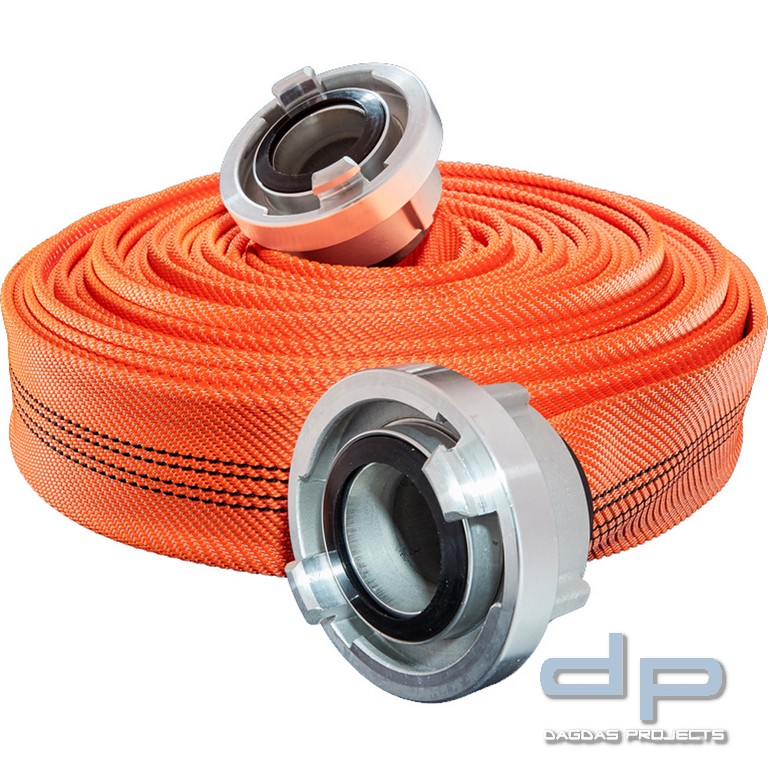 Druckschlauch TITAN COMBAT Neonorange, C42, 30 m, DIN 14811, STORZ-Kupplungen und Schutzmanschette