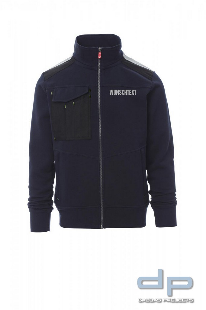 Payper Sweat Jacke Behörde "WORK 2.0" mit Wunschaufdruck Farbe: Dunkelblau Größe: XL