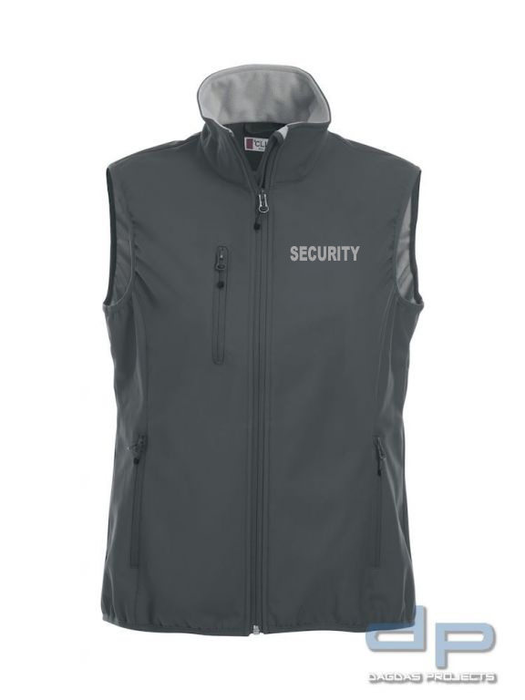 Basic Softshell Weste Ladies mit reflektierend silbernem Wunschaufdruck in verschiedenen Farben