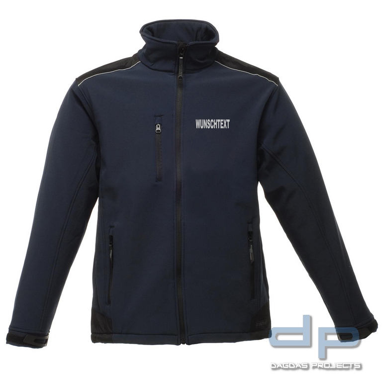 Behörden Softshell Jacke in verschiedenen Farben mit Wunschbeschriftung in reflex silber