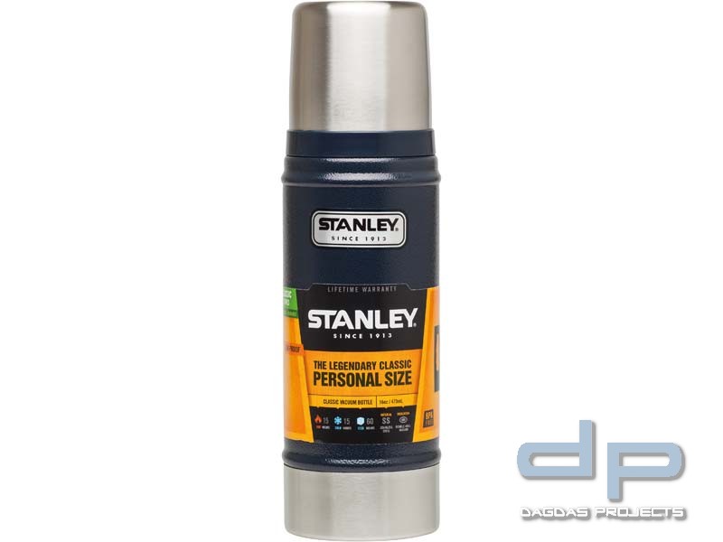 Stanley Classic Vakuum-Flasche, 0.47 Liter, 18/8 Edelstahl, navy blau, Edelstahl Trinkbecher