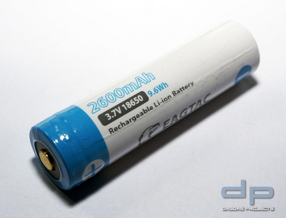 EAGTAC 18650 Lithium Akku, 2600mAh, protected