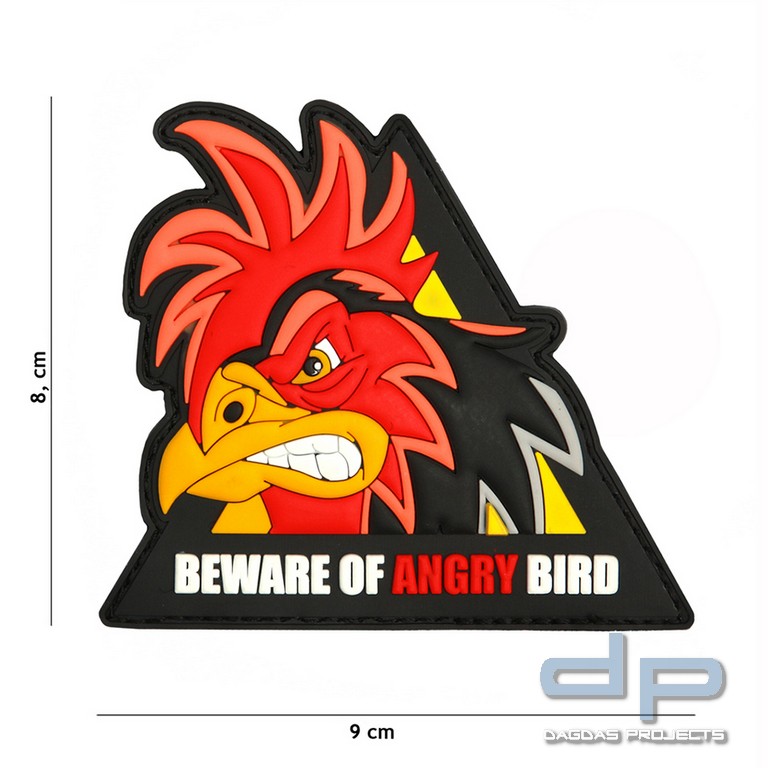 Emblem 3D PVC beware of angry bird drieeck