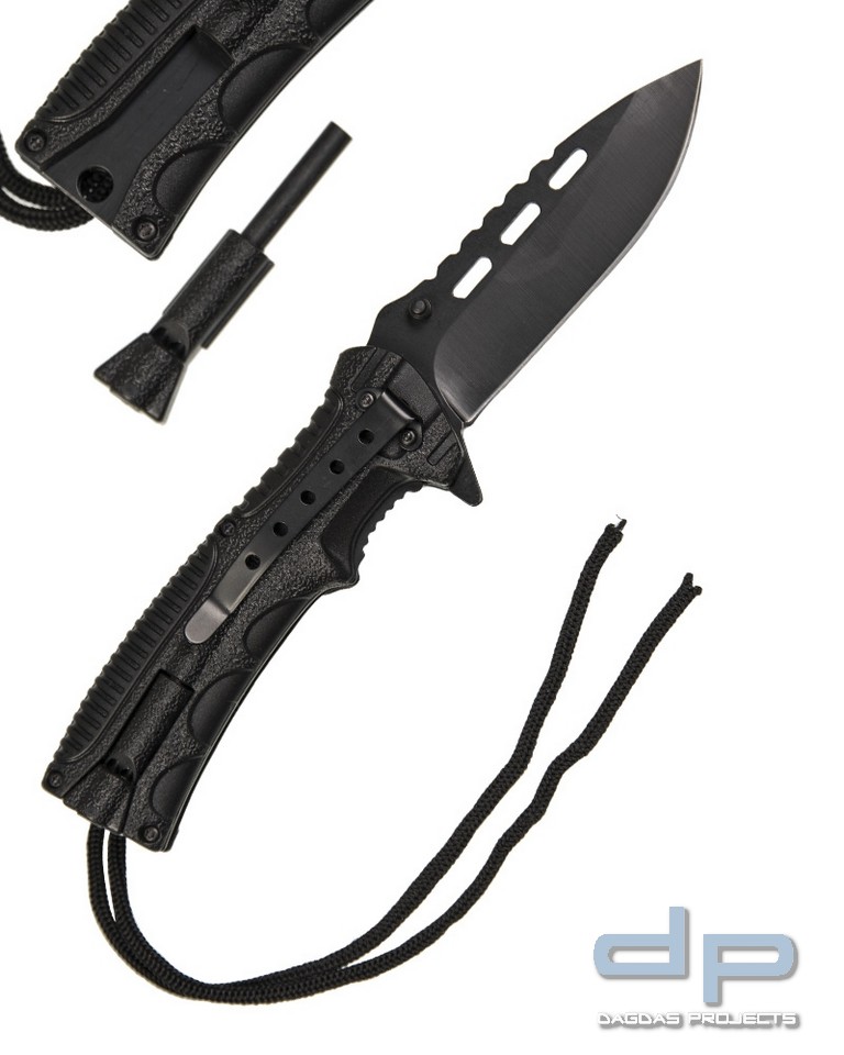 EINHANDMESSER PARACORD M.FIRE STARTER SCHWARZ VPE 5