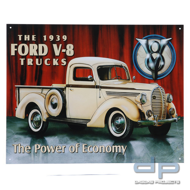 Metall Platte groß 54. Ford V-8 Trucks