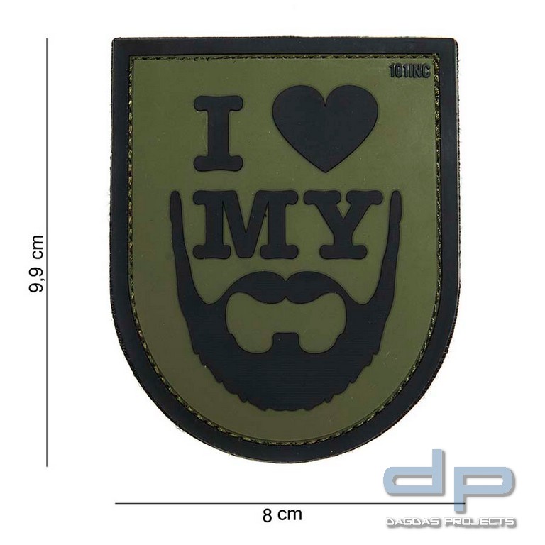 Emblem 3D PVC I love my Beard grün