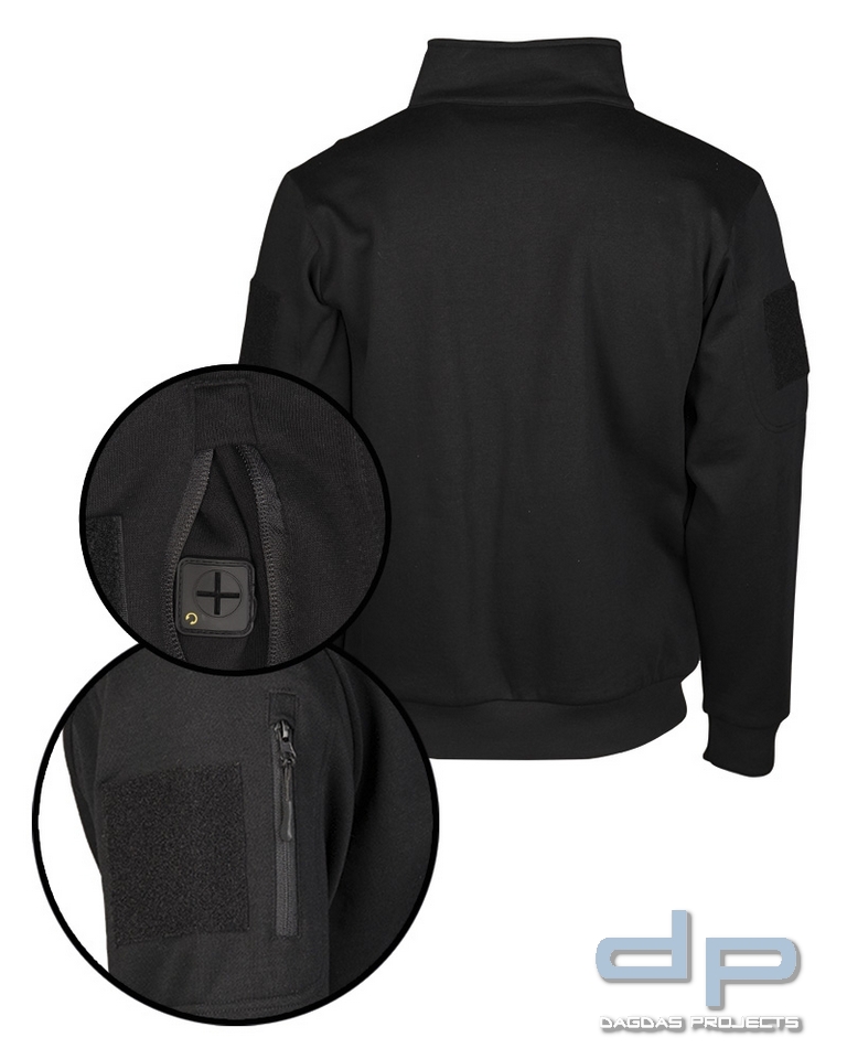 TACTICAL SWEAT-SHIRT M.ZIPPER SCHWARZ