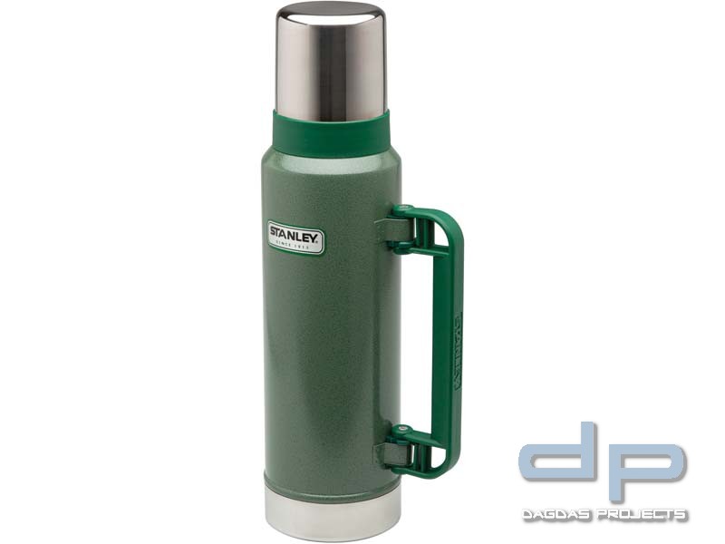 Stanley Classic Vakuum-Flasche, 1.3 Liter, 18/8 Edelstahl, Hammertone grün, Edelstahl-Trinkbecher,