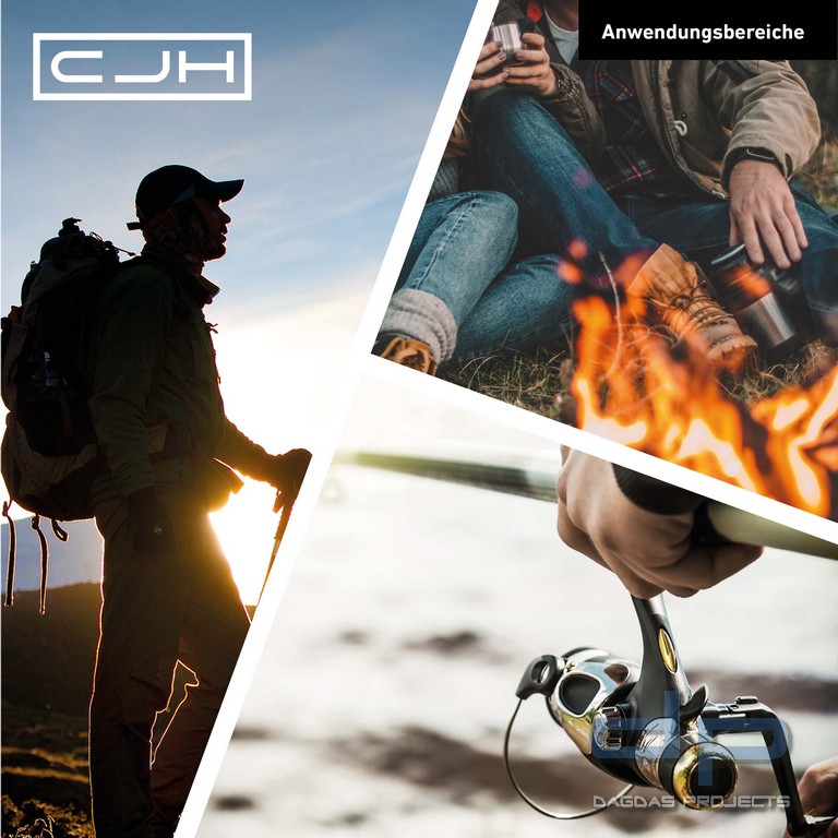 CJH Einhandmesser camo/schwarz mit Heftschalen aus schwarzem ABS Kunststoff