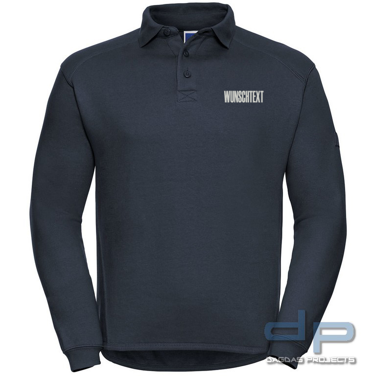 Behörden Sweatshirt in verschiedenen Farben mit Kragen und Wunschaufdruck in reflex silber