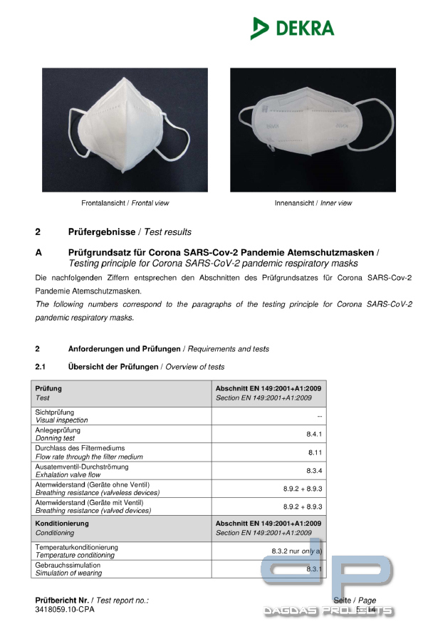 Vollzertifizierte FFP2 Maske Filtrations-Gesichtsmaske einzeln (1 Stück)