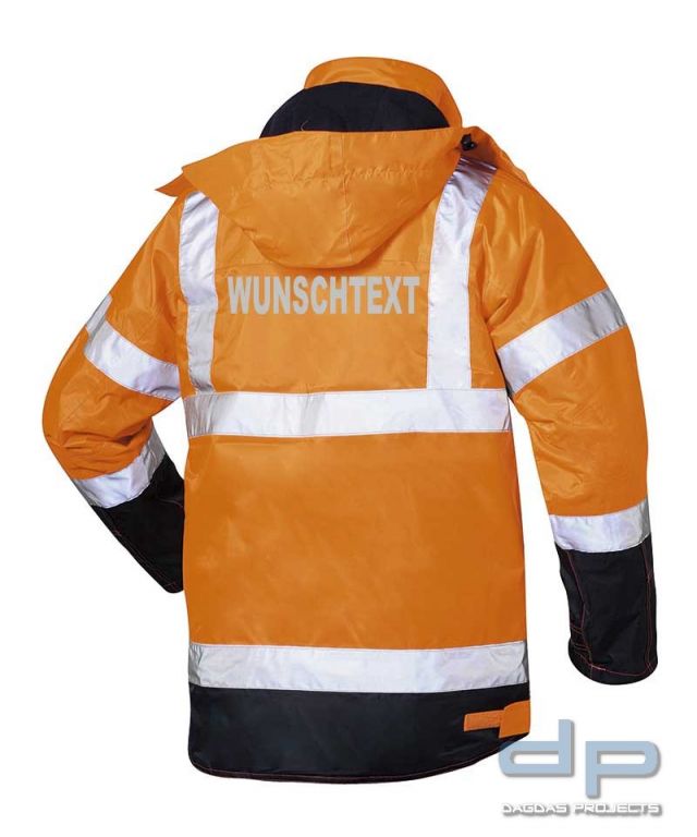 2 in 1-Jacke Wunschbeschriftung möglich in Orange und Marine abgesetzt