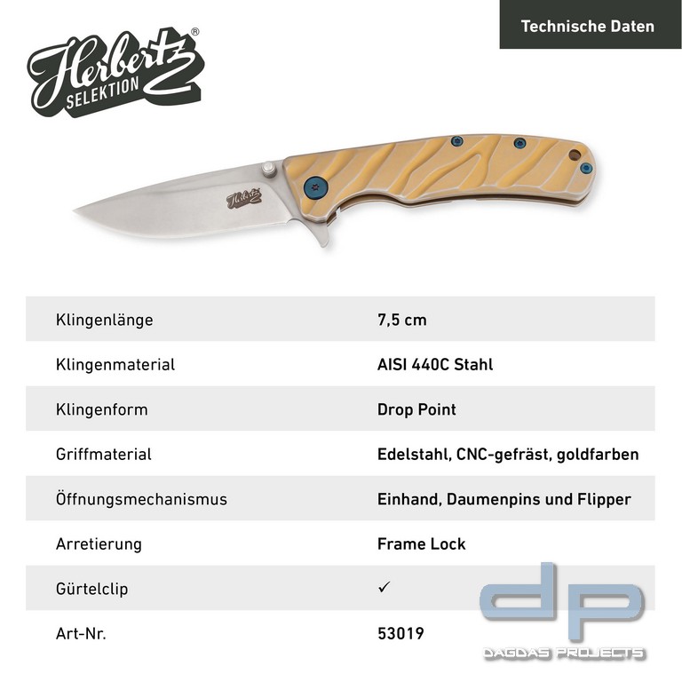Einhandmesser mit einer kugelgelagerten Klinge in Stone Wash Optik