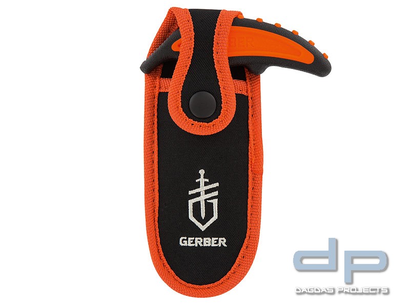Gerber Vital Knochensäge, Stahl SK5, Spezialzahnung, schwarz-orangefarbener Kunststoffgriff, Nylonet