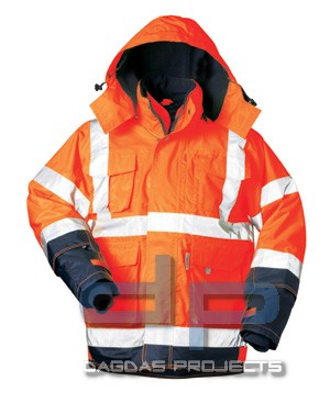 2 in 1-Jacke Wunschbeschriftung möglich in Orange und Marine abgesetzt