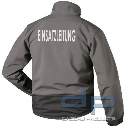 Behörden Softshell Jacke grau/schwarz mit Wunschtext