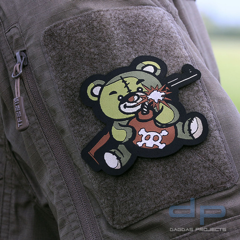 Emblem Stoff fein gewebt Terror Teddy grün