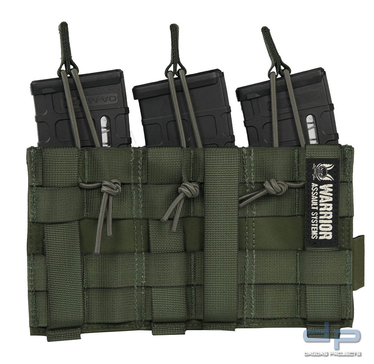 WARRIOR ELITE OPS TRIPLE OPEN M4 & 9MM MAG POUCHES OLIV