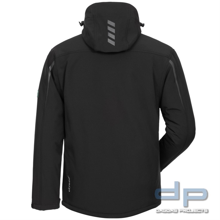 Behörden Winter-Softshell Jacke in Schwarz mit Aufdruck nach Wunsch in reflex silber