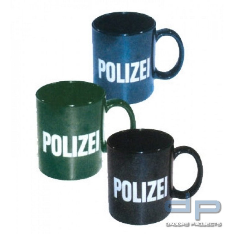 Keramiktasse "POLIZEI" in Schwarz