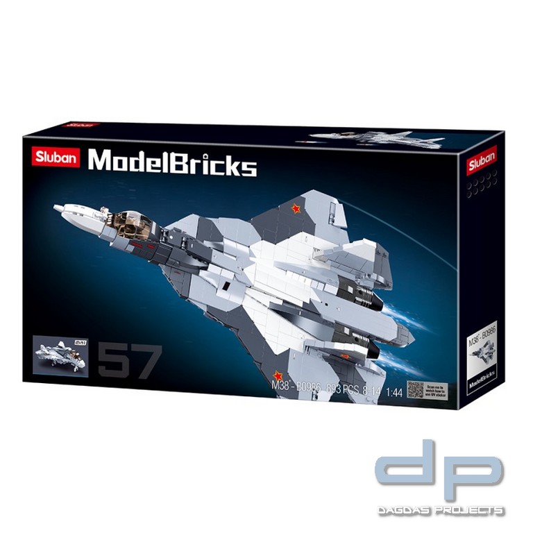 Sluban Grey white jet fighter 2in1 M38-B0986 #16155