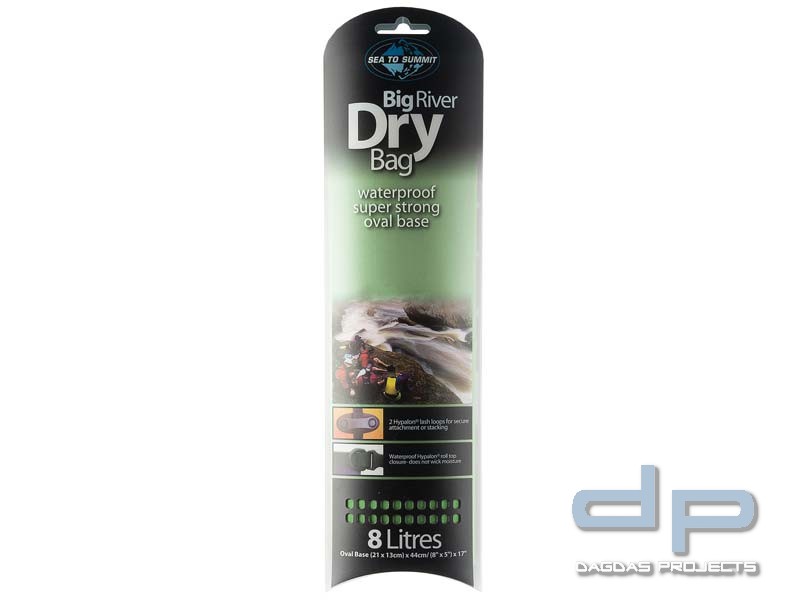 Sea to Summit Big River Drybag 8L, grün,420D Ripstop Nylon, TPU Laminat, Hypalon Schlaufen