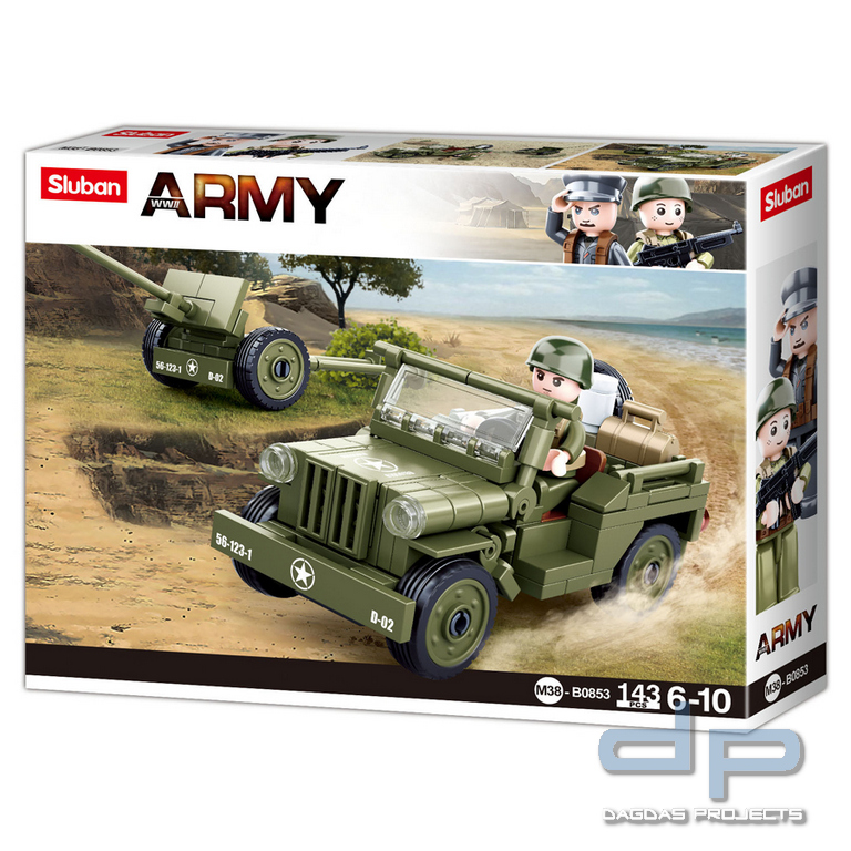 Sluban Allied jeep with Anti-Aircraft guns M38-B0853 #16140