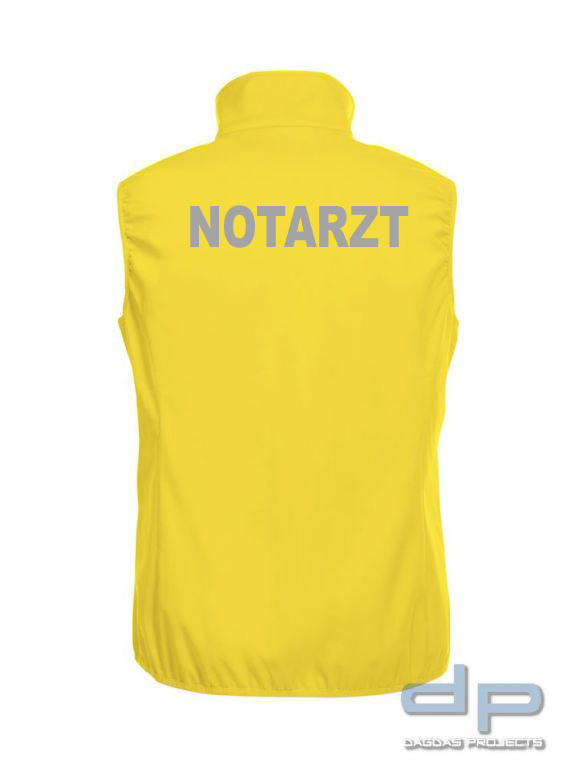 Basic Softshell Weste Ladies mit reflektierend silbernem Wunschaufdruck in verschiedenen Farben