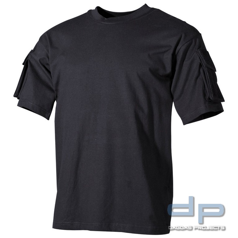 US T-Shirt, halbarm, schwarz, mit Ärmeltaschen