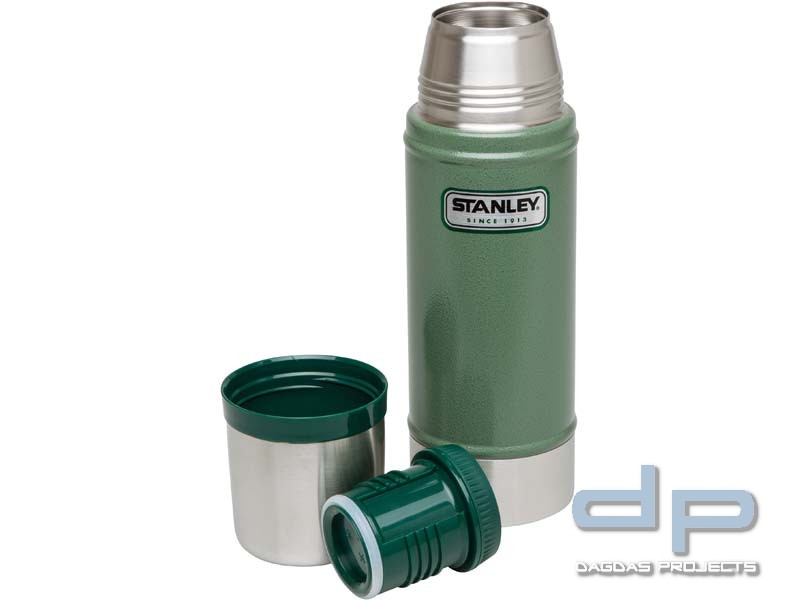 Stanley Classic, Vakuum-Flasche, 0.47 Liter, 18/8 Edelstahl Hammertone grün, Trinkbecher