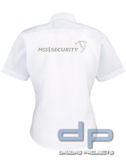 Pilot Hemd Ladies shortsleeve weiss mit 3 Fach Druck Brust, Rücken, Armdruck MSS