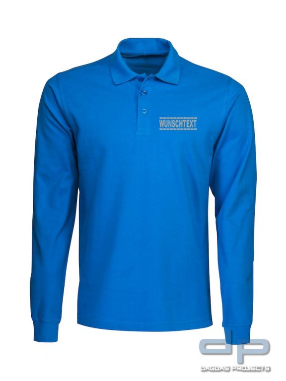 Premium Long Sleeve Polo mit Wunschaufdruck gestrichelte Linien in verschiedenen Farben