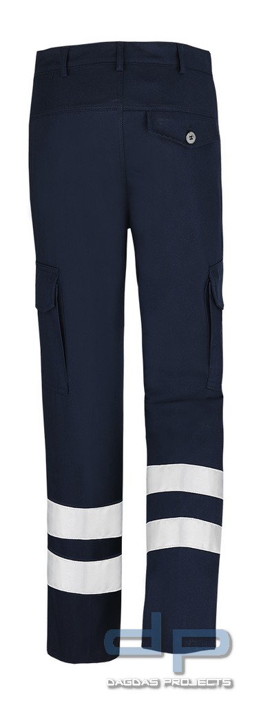 Bundhose Dunkelblau aus Polyester-Baumwoll-Mischgewebe mit Reflexstreifen Damen