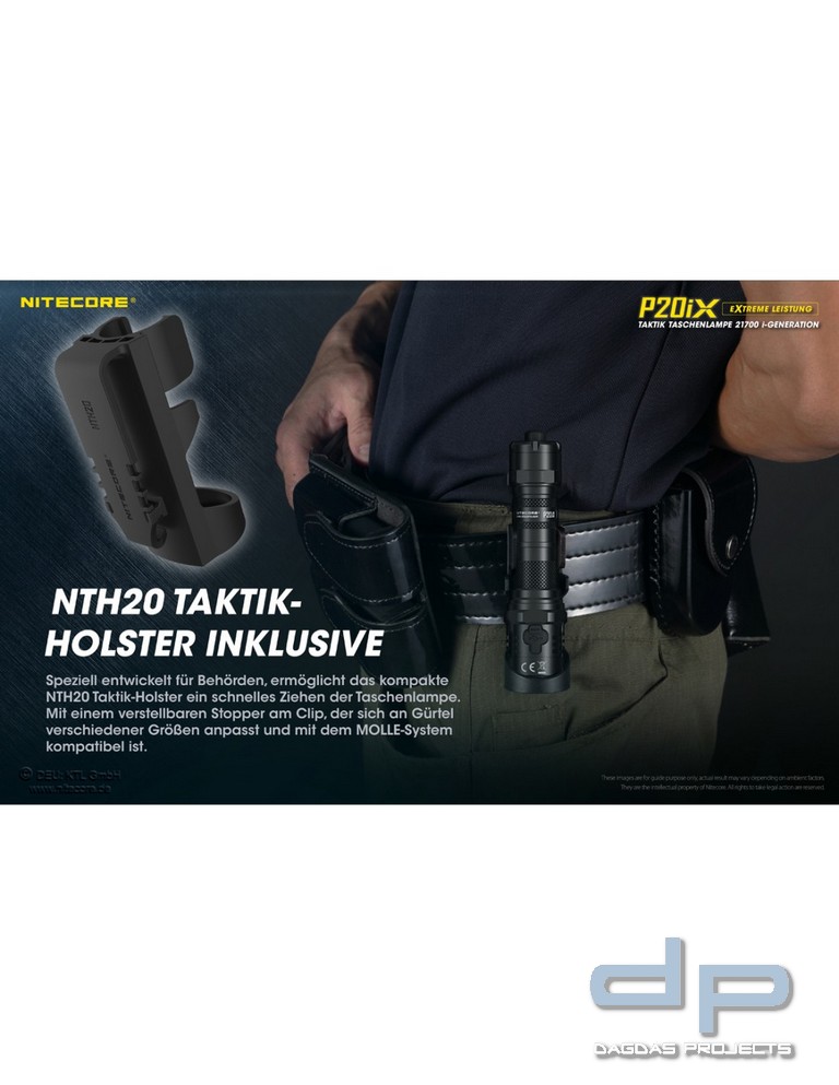 NiteCore® Taschenlampe "P20ix " inkl. Akku und Holster